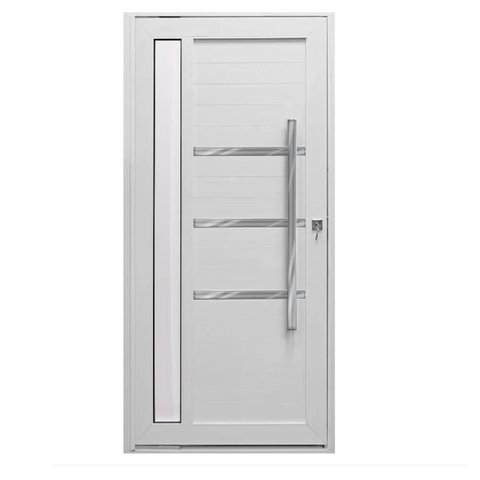 Porta Pivotante Alumínio Branco Lambril c/Visor Lateral e Friso Px 100cm Maxx - 230x120 - Direita