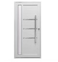 Ver imagem 1 de Porta Pivotante Alumínio Branco Lambril c/Visor Lateral e Friso Px 100cm Maxx - 230x120 - Direita