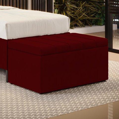 Calçadeira Baú Navi 90 para Cama de Solteiro Z-002 Sued Bordô Aradecor