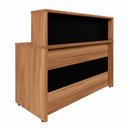 Ver imagem 3 de Balcão Atendimento Alto 150 Cm Escritório Recepção F5 Office Cor:nogal com Preto