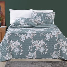 Cobre Leito Colcha Avere Queen Size 3 Peças Floral 200 Fios Box Feminina Flores Cobreleito Primavera - 1