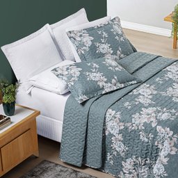 Cobre Leito Colcha Avere Queen Size 3 Peças Floral 200 Fios Box Feminina Flores Cobreleito Primavera - 3