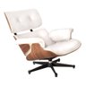 Poltrona Charles Eames com Puff Couro Natural Branco - 5