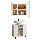 Ver imagem 2 de Conjunto Banheiro Espelheira Klein Gabinete Premium para Pia de Coluna - Jm3 Móveis:esp.branco-natur