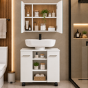 Ver imagem 4 de Gabinete Premium Pia de Coluna com Armário Espelhado Klein - Branco