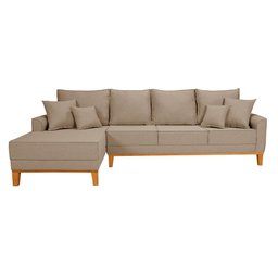 Sofá Beny 4 Lugares com Chaise Base Madeira Linho Império Estofados - 3