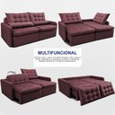 Ver imagem 5 de Sofá sem Caixa Retrátil 1,60m Softgel Celeste Velusoft Vinho Cama Inbox
