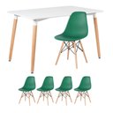 Ver imagem 1 de KIT - Mesa de jantar retangular Eames 80 x 120 cm branco + 4 cadeiras Eiffel DSW Verde escuro