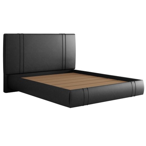 Cama Queen Flutuante com Cabeceira 160cm Astra S04 Couríssimo Preto - Lyam Decor