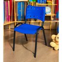 Ver imagem 2 de Cadeira Iso Base Preto Igreja, Escola, Escritório - Azul - Kit 1 Peça