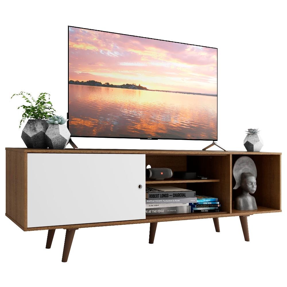 Rack Madesa Dubai para Tv até 65 Polegadas com Pés - Rustic/branco/rustic - 3