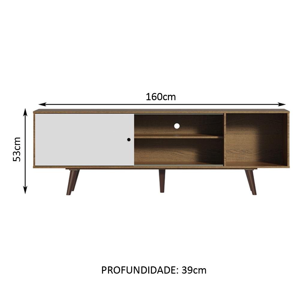 Rack Madesa Dubai para Tv até 65 Polegadas com Pés - Rustic/branco/rustic - 4