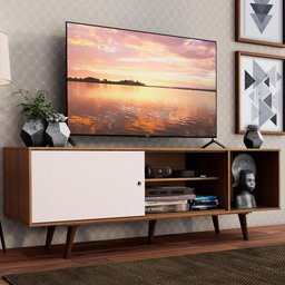 Rack Madesa Dubai para Tv até 65 Polegadas com Pés - Rustic/branco/rustic - 2