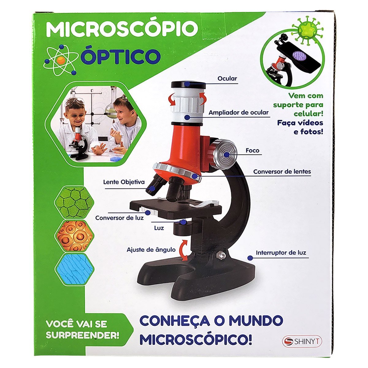 Kit Microscópio Infantil Brinquedo Educativo de Cientista | MadeiraMadeira