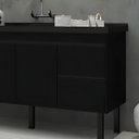 Ver imagem 3 de Gabinete de Cozinha 2 Gavetas 3 Portas 141cm Balcão 100% Mdf:preto Fosco