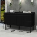 Ver imagem 4 de Gabinete de Cozinha 2 Gavetas 3 Portas 141cm Balcão 100% Mdf:preto Fosco