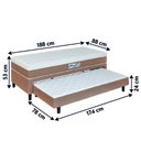 Ver imagem 3 de Cama Box Solteiro com Cama Auxiliar Conjugada Espuma D28 Aspen 88x188x53cm Marrom / Branco Hellen