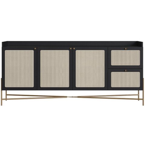 Aparador Buffet para Sala de Jantar 183cm Industrial Indy A03 Nero Dourado