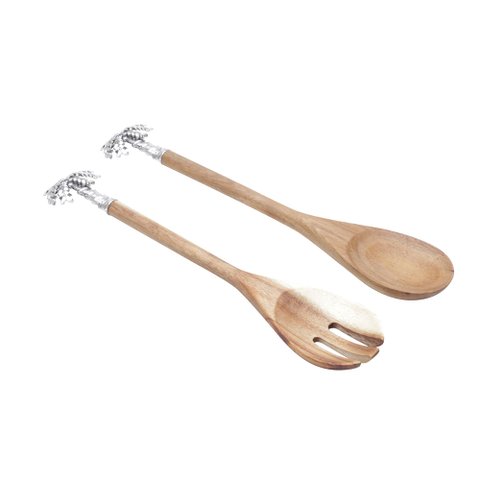 Conjunto com 2 peças colher e garfo madeira Palmeira