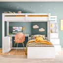 Ver imagem 1 de Beliche Office Infantil/Juvenil Moon com Escrivaninha em L e Escada 2 Portas e 2 Gavetas Yescasa Bra