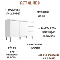 Balcão para Pia Andréia 120 Cm 2 Portas Branco Ajl - 2