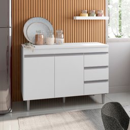 Balcão para Pia Andréia 120 Cm 2 Portas Branco Ajl - 5