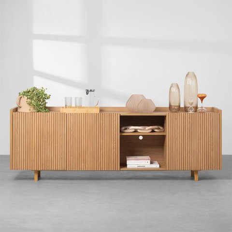 Buffet Chico 3 Portas com Frisos Olmo - 2,10m Abra Casa