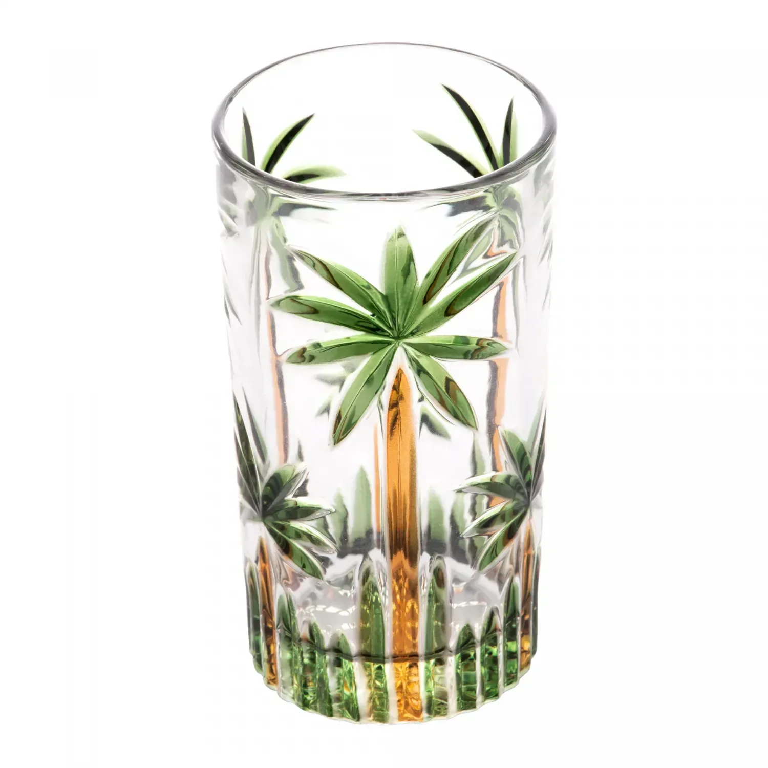 Ver imagem 3 de Copo Alto Palm Tree Handpaint 360ml Cristal Ecologico