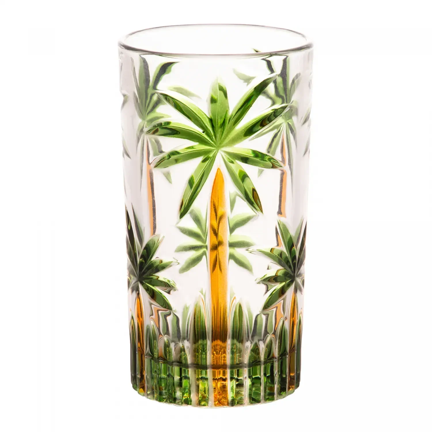 Copo Alto Palm Tree Handpaint 360ml Cristal Ecologico