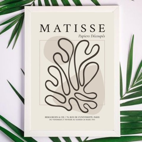 Quadro Decorativo Minimalista Abstrato matisse 24x18cm - com Vidro:madeira Branca