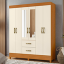 Ver imagem 1 de Guarda Roupa Arius 6 Portas com Espelho Cinamomo Off White