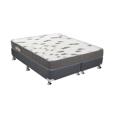Cama Box King: Colchão Espuma Ortobom D33 Light + Base Crc Suede Gray(186x198)