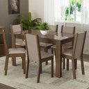 Ver imagem 1 de Conjunto Sala de Jantar Mesa Tampo de Vidro 6 Cadeiras Heloísa Madesa Rustic/crema/bege