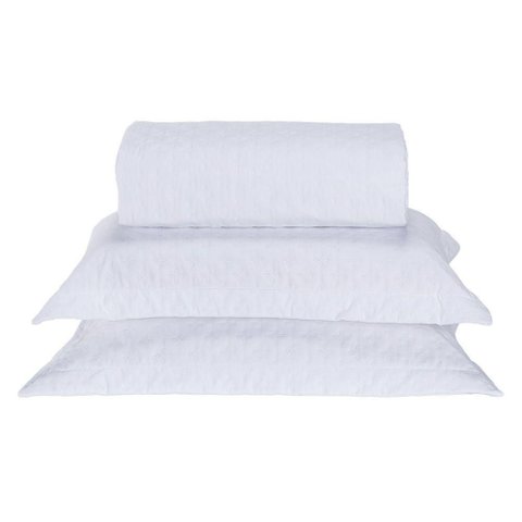 Kit Cobre Leito Milão Casal 3 Peças 100% Poliéster - Branco/branco