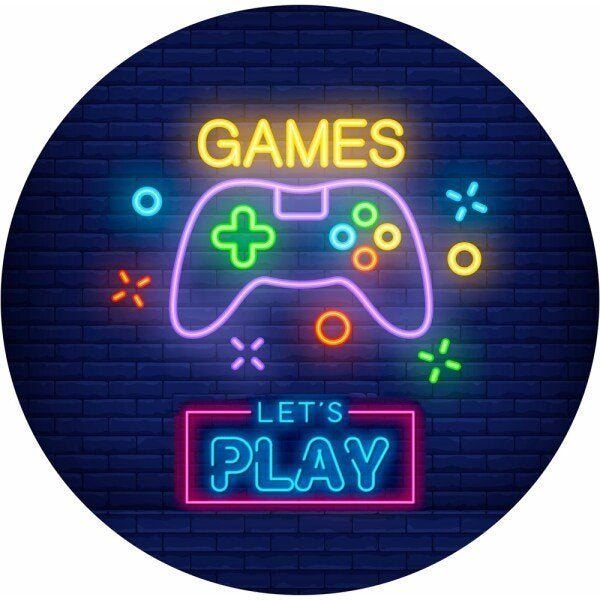 Painel de Tecido Sublimado Redondo Games Luzes de Neon C/Elastico ...