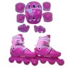 Patins Roller De 4 Rodas Rosa Com Kit de Proteção Tm:36/39 - 1