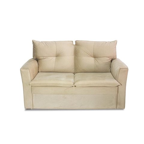 Sofá Pequeno 02 Lugares 150cm Mobi Suede Bege Herrero