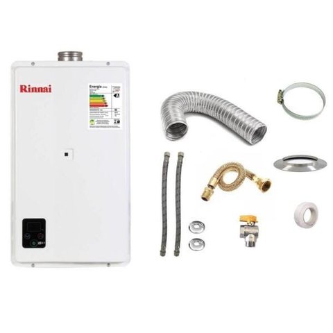 Aquecedor a Gás GLP Rinnai REU E270 Branco+Kit de Instalação