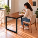 Ver imagem 6 de Mesa de Jantar Reforçada Industrial 120x80cm Tampo Marrom Pés Preto