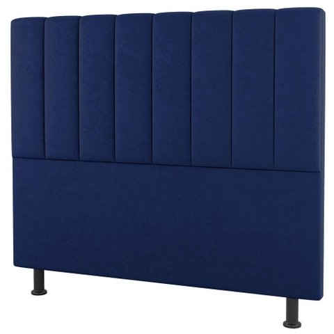 Cabeceira Cama Box Solteiro Cora 90Cm Suede Azul