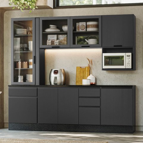 Cozinha Modulada Etna 6 Peças com Cristaleira Poliman