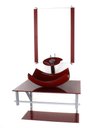 Ver imagem 1 de GABINETE DE VIDRO PARA BANHEIRO 60CM AC CUBA RETANGULAR CURVADA VERMELHO CEREJA FULL