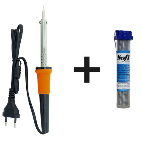 Kit Ferro de Solda Com 1 Tubete Estanho Com Resina - 110V 60W