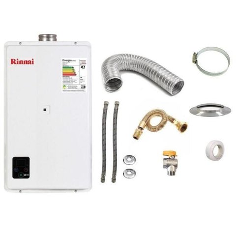 Aquecedor a Gás GN Rinnai REU E33 Branco+Kit de Instalação
