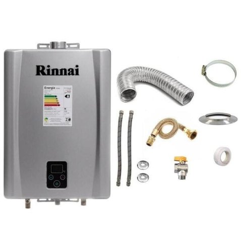 Aquecedor a Gás GLP Rinnai REU E17 Prata+Kit de Instalação