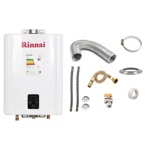 Aquecedor a Gás GN Rinnai REU E21 Branco+Kit de Instalação