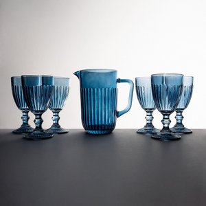 Conjunto Jarra 1,3l com 6 Taças de 340ml Portina Casa - Athena Blue