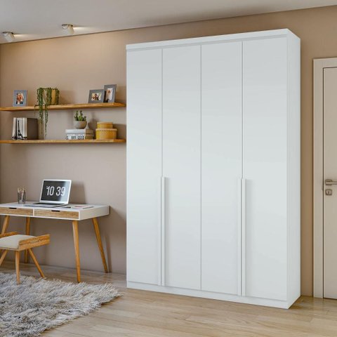 Guarda-Roupa Solteiro 100%MDF Alonzo 4 Portas Branco
