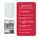 Ver imagem 5 de Guarda-Roupa Solteiro 100%MDF Alonzo 4 Portas Branco