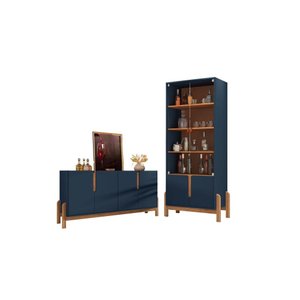 Conjunto Buffet e Cristaleira Jayce - Azul Cobalto